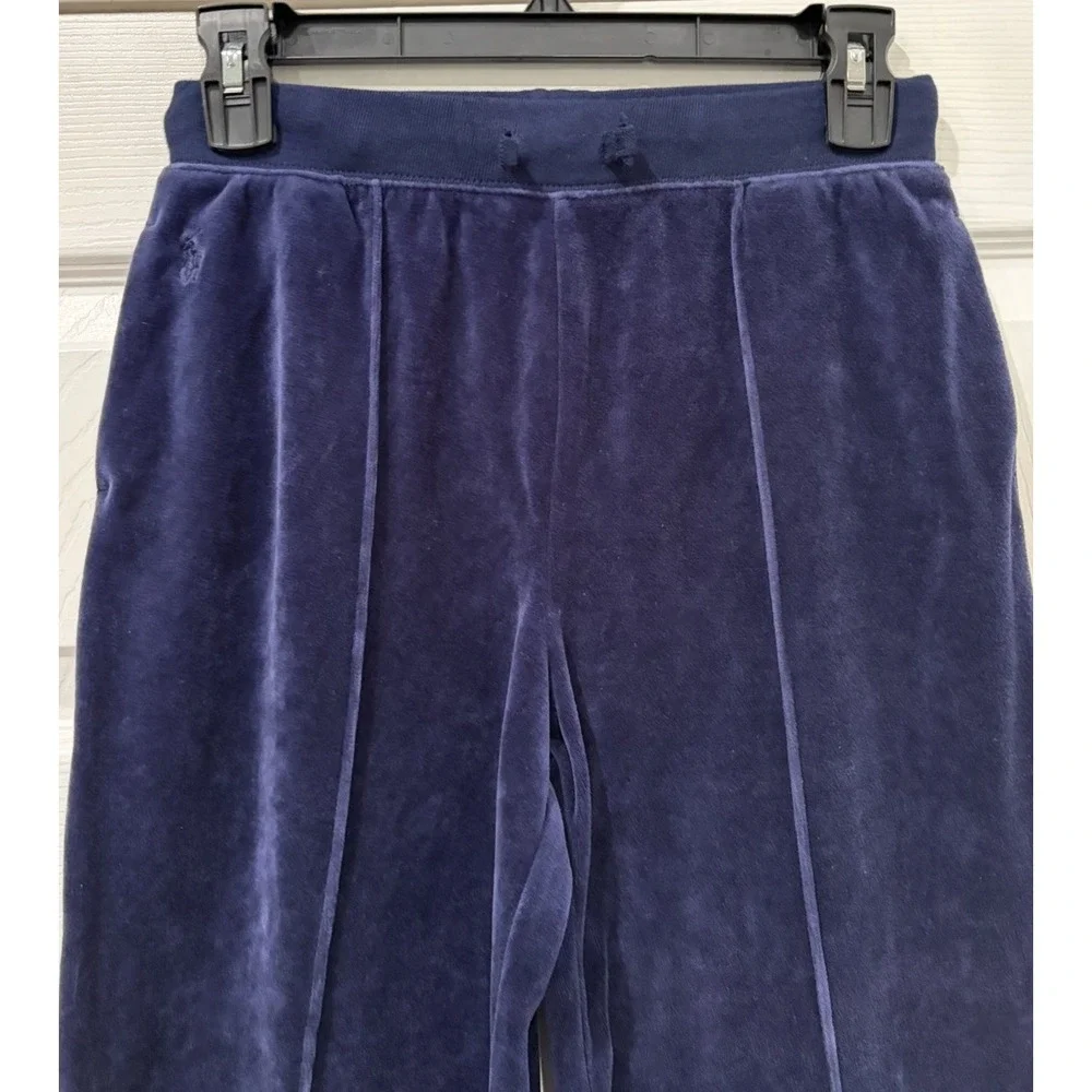 Polo Ralph Lauren Sweatpants Girls Sz  LG 12/14 Blue Suede Elastic Waist Joggers